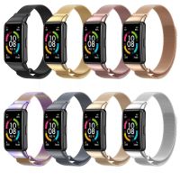 ELEGANT Milan Magnetic Loop สำหรับ Huawei Band 6 7สมาร์ทสายรัดข้อมือสร้อยข้อมือสำหรับ Huawei Honor Band 6 Pro สายรัดข้อมือโลหะ