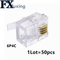 50PCS Crystal Head RJ11 6P4C Modular Plug Gold Plated Network Connector Wholesale 6P4 Core Telephone Crystal Head Cables