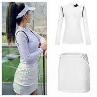 ✼ New summer golf clothing for women long-sleeved T-shirts round neck tops ice silk sun protection clothing golf skirts for women