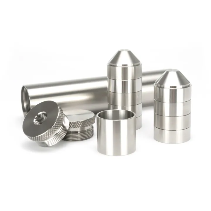 1.45"OD 7"L TITANIUM Tube 9pcs Stainless Steel CNC Cups 1/2x28 or 5/8x24 Solvent Trap Fuel