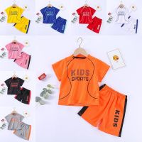 Baby Boys Girls Short Sleeved Sports Jersey Suit Boys Sportswear Girls Quick Drying T-shirt Shorts Suit Breathable Casual Children Bball Uniform