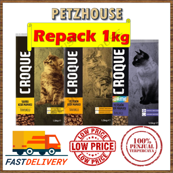 Croque from Turkey Repack 1kg Cat Food Makanan Kucing Lazada