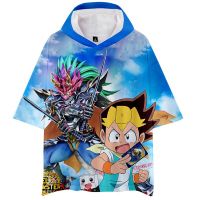 Sudadera con capucha de dibujos animados japoneses para hombre y mujer, prenda de vestir de manga corta con estampado 3d de juegos de cartas, estilo callejero, Hip Hop