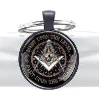 【DT】Classic Freemason Free and Accepted Masons Pattern Black Glass Dome Keychains Men Women Keyring Jewelry Gifts hot