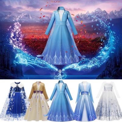 Elsa Princess Dresses Frozen 2 Girls Costume Kids Snow Queen Cosplay Carnival Clothing Elsa Dress Up Halloween Fancy Clothes