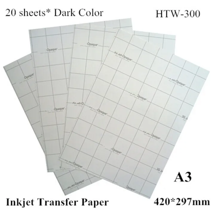 A3กระดาษรีดติดอิงค์เจ็ทสีเข้ม (A3 * 20ชิ้น) สำหรับเสื้อผ้าตัวถ่ายเทความร้อนกระดาษสำหรับผ้าสีเข้มและเบา HTW-300ฟรี