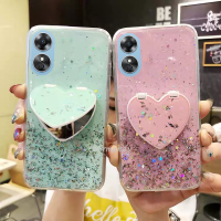 ปลอกโทรศัพท์มือถือสินค้าในสต๊อกเคสโทรศัพท์ OPPO A58 4G Oppo A78 NFC 4G เคสโทรศัพท์มือถือแฟชั่นผิวนอกเนื้อนิ่ม TPU ใสพร้อมขาตั้งกระจกแต่งหน้ากรอบหลังกันกระแทกสำหรับ OPPOA58