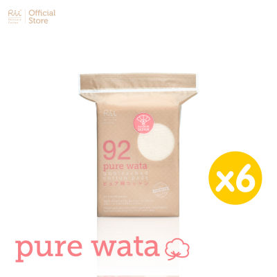 [แพ็คหก] Rii 92 Pure Wata Unbleached Cotton Pads 80 pcs./Bag