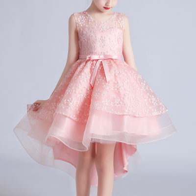 New Design Kids Dress For Girls Wedding Party Tailing Elegant Princess Sleeveless Childrens Evening Dresses