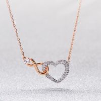 Swarovski Outlet discount rose gold eternal love necklace womens crystal bracelet heart-shaped clavicle chain 【SSY】