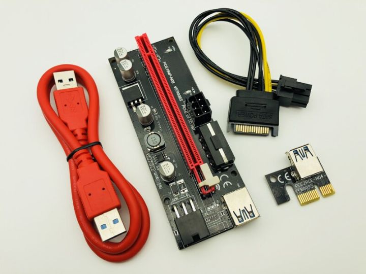 sell-well-huilopker-mall-pcie-riser-6pin-16x-อะแดปเตอร์2-leds-express-sata-สายไฟและสาย-usb-3-0ขนาด60ซม-สำหรับ-btc-miner-antminer-mining