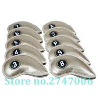 10Pcs/Set New High Quality Golf Iron Headcovers Golden Pu Leather Golf Club Iron Head Cover