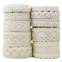 5M/Lot Cotton Lace Ribbon Beige DIY Handmade Wedding Party Craft Gift Packing Patchwork Crocheted