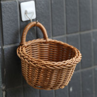 Japanese Style Wall Hanging Basket Imitation Rattan Weaving Kitchen Onion Ginger and Garlic Storage Basket Kitchen Items