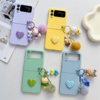 เคสโทรศัพท์จี้ลูกบอกขนปุยหมีน่ารักสำหรับ Samsung Galaxy Z Flip 4 3 Flip3 Flip4 Zflip4 5G เคสเคสกันกระแทกแช็งรูปการ์ตูน