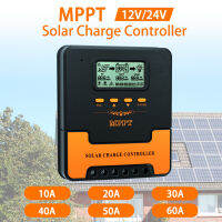 แผงโซลาร์เซลล์ MPPT 12V 24V อัจฉริยะเครื่องควบคุมการชาร์จ10A/20A/30A/40A/50A/60A แผงเซลล์แสงอาทิตย์พัดลม USB คู่สำหรับแบตเตอรี่ชนิดน้ำกรดลิเธียมเจล Lifepo4