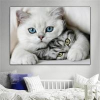 2023﹊✱☃ White Cat Animals Canvas Painting Posters and Prints Wall Art Pictures for Living Room Home Decor Cuadros No Frame