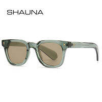 SHAUNA Retro Square Men Rivets แว่นตากันแดด Shades UV400 แฟชั่นผู้หญิงสีเขียวแว่นตากันแดด-Youerd