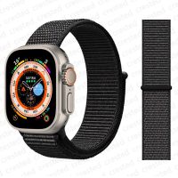 สายผ้าไนลอนสำหรับสายคาด Apple Watch 44มม. 40มม. 49มม. 45มม. 41มม. 42มม. 38มม. 45มม. 45มม. สร้อยข้อมือ Corirea Watch Series 8 Se 7 6 5 3สายรัดอัลตร้า