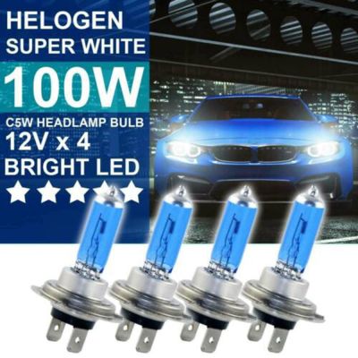 2/4pc 12V H1 H4 H7 Car Headlight Halogen Bulbs Hid Super White Effect 100W Xenon 6000K Headlight Daytime Running Lamp Light Bulb Bulbs  LEDs  HIDs