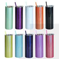 60Pcs ระเหิด20Oz Glitter ตรง Tumbler สแตนเลสสูญญากาศฉนวนแก้วกาแฟ Rainbow Sippy ถ้วยโดย Ocean Freight