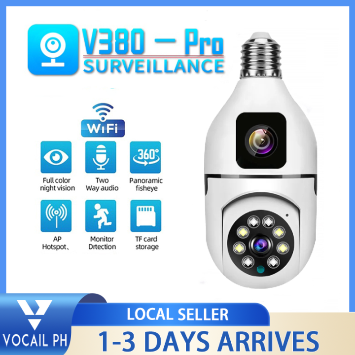 V380 Pro E27S HD 4MP 1080P 10X Double Camera can be rotated 360 siren ...