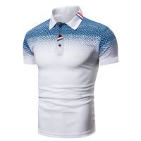 HOT★ยี่ห้อผู้ชายเสื้อผ้า Gradient เสื้อโปโลผู้ชายเสื้อลำลอง Slim Fit Polo Breathable เสื้อเชิ้ต