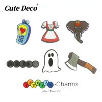 【Cute Deco】Cartoon Ghost (7 Types) Maid Suit / Axe / Moon / Elephant / Charm Button Deco/ Cute Jibbitz Croc Shoes / Charm Resin Material for Shoe Accessories