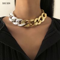 【Hot】 SHIXIN Hiphop หนา Link Chain สร้อยคอคอ Punk Chunky สั้น Choker สร้อยคอสำหรับสตรีคอโซ่