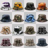 【Hot Sale】 Wholesale spring and summer men women outdoor camouflage plaid fisherman hat can be worn on both sides sun visor protection folding cap