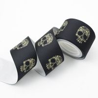 50mm Skull printed grosgrain ribbon fashion dog ribbon Handmade Crafts Woven Brand Labels Gift Packaging 50 yards Gift Wrapping  Bags