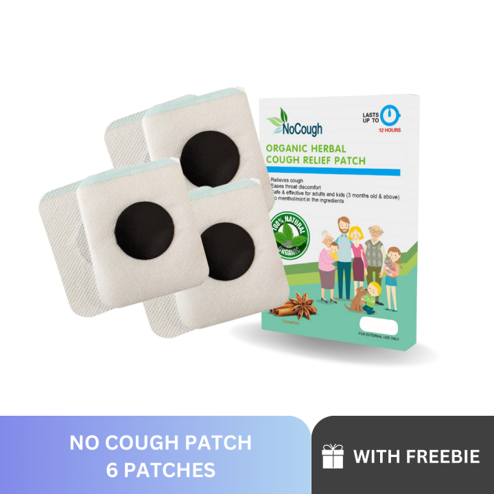 [6 patches] 3 sachets NoCough Relief Patch No Cough Organic Herbal 12