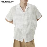 ◄ Incerun เสื้อยืดแขนสั้น พิมพ์ลายทาง สามสี แฟชั่นสําหรับผู้ชาย