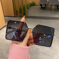 Luxury Square Sunglasses Woman Brand Designer Travel Big Frame Sun Glasses Retro Fashion Gradient Lunette De Soleil Femme