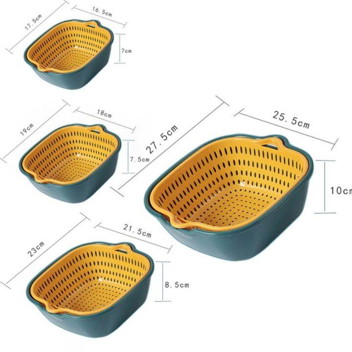 bereave-แบบสองชั้น-ตะกร้าระบายน้ำ-วางซ้อนกันได้-มัลติฟังก์ชั่-ตะกร้าล้างผัก-ใช้งานได้จริง-ถอดออกได้-อ่างผลไม้-อุปกรณ์สำหรับห้องครัว
