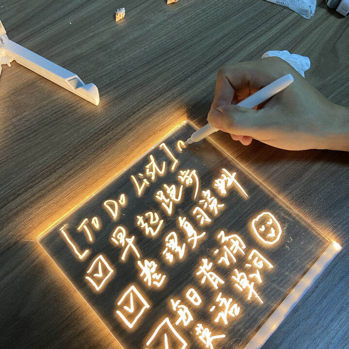 Transparent Acrylic LED Light Up Message Board Erasable Writing Board
