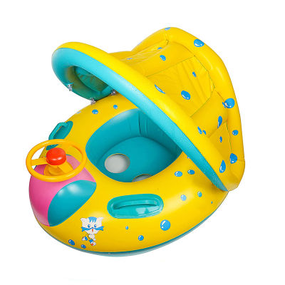 Baby Inflatable Pool Float Children Swimming Ring With Removable Sun Canopy Kids Circle Swimming Accessories Water Fun Pool Toys