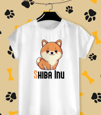 เสื้อยืดสกรีนลาย น้องหมา ชิบะอินุ (Shiba Inu) ผ้า TK สีสันสดใส ใส่สบาย ไม่ยืดไม่ย้วย