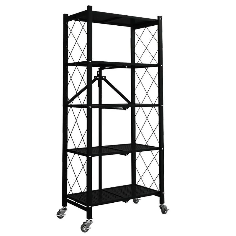 Heavy Duty Foldable Metal Rack, Storage Shelving Unit with Wheels, Moving  Easily Organizer Shelves, Great for