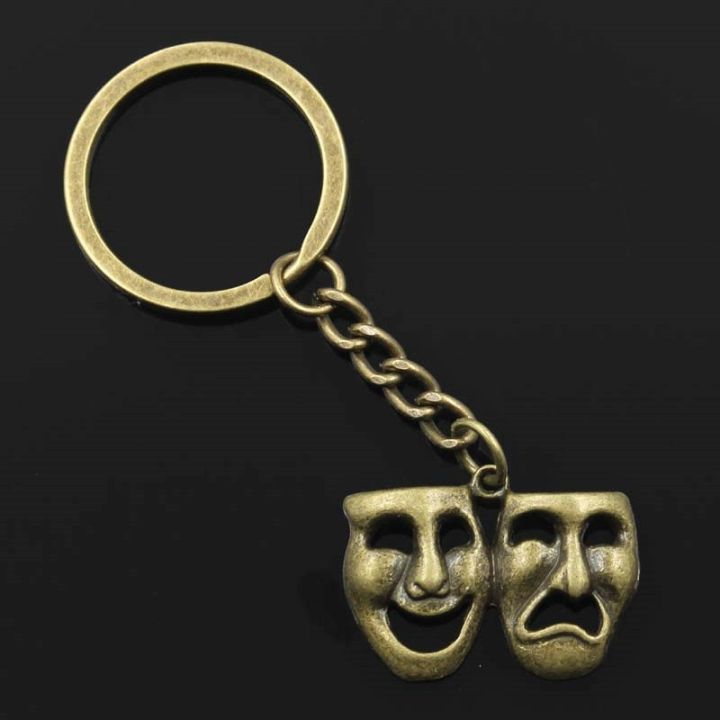 new-fashion-men-30mm-keychain-diy-metal-holder-chain-vintage-comedy-tragedy-masks-31x23mm-silver-color-pendant-gift-key-chains