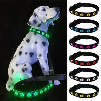 ▨❍ USB Rechargeable Dog Collar Light Luminous Flashing Glowing Bright Nylon Reflective LED Dog Collar Night Safety For Cats Puppy