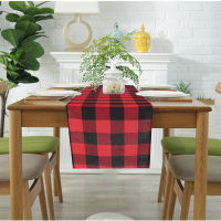 American Christmas Red Black And White Checkered Table Runner Blended Polyester Cotton Table Cloth Party Long Checkered Table Ru