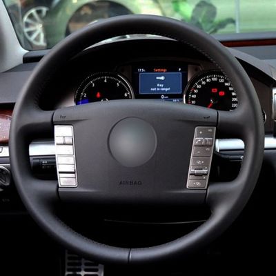 Car Steering Wheel Covers DIY Black PU Artificial Leather For Volkswagen VW Touareg Phaeton 2002 2003 2004 2005 2006-2010