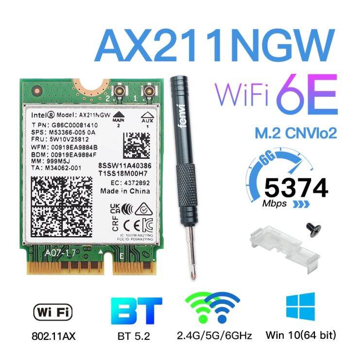 Wifi 6E AX211 Intel Cnvio2 M.2 Wi-Fi Tri-Band พร้อมบลูทูธเครือข่ายใน5.2 ...