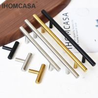 ☜ IHOMCASA Quality T-Bar Kitchen Cabinet Pulls Stainless Steel Brushed Black Gold Handles Furniture Wardrobe Cupboard Drawer Knob