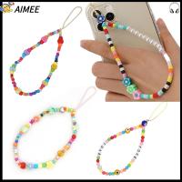 AIMEE หลากสี เชือกเส้นเล็ก สไมล์เพิร์ล สายห้อยเคสโทรศัพท์ สายห้อยโทรศัพท์ สายคล้องคอ เค้นคอโทรศัพท์ ห่วงโซ่มือถือ