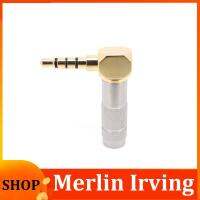 Merlin Irving Shop 3.5mm Jack 4 Poles Audio Plug 90 Degree Right Angle Earphone Splice Adapter HiFi Headphone Terminal Solder Gold Plated Connector