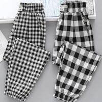 Girls checked anti-mosquito pants spring 2023 loose brim trousers slacks cu女童格子防蚊裤2023春装宽松洋气休闲裤儿童中大童灯笼裤子K4519z