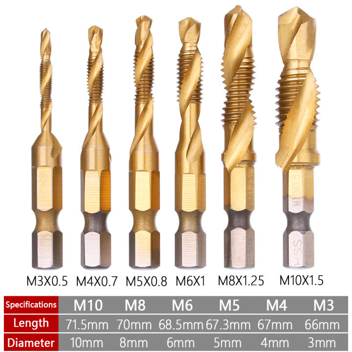 worth-buy-dayful-1-4-hex-shank-หัวเจาะเมตริก-hss-สกรูเกลียวแตะ-taper-ดอกสว่านเมตริกหัวเจาะคอมโพสิต-drills-m3-m4-m5-m6-m8-m10