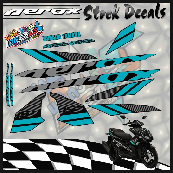 Aerox Decals Black and light Blue Lazada PH